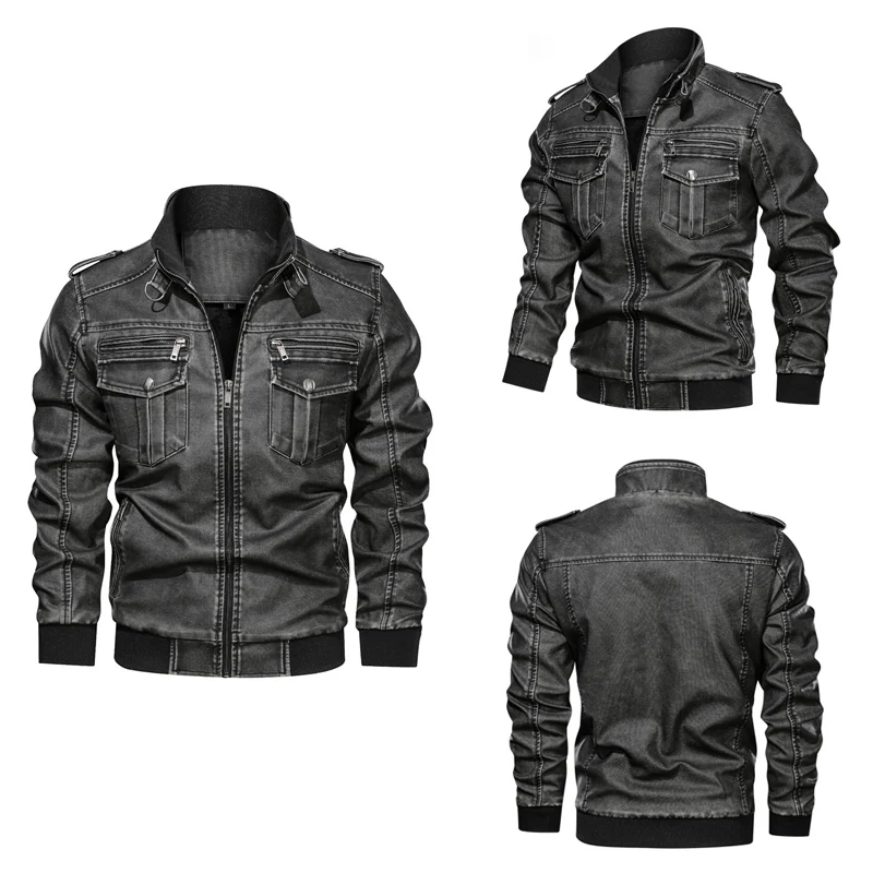 

New Men's Motorcycle Jacket Leather Jacket Men Winter Autumn Windproof Outerwear Male Brand Clothing Dropshipping