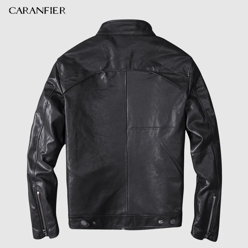 CARANFIER овчина мужская кожаная куртка брендовая мотоциклетная Многофункциональная куртка мужская съемная подкладка куртки плюс размер S-XXXXL