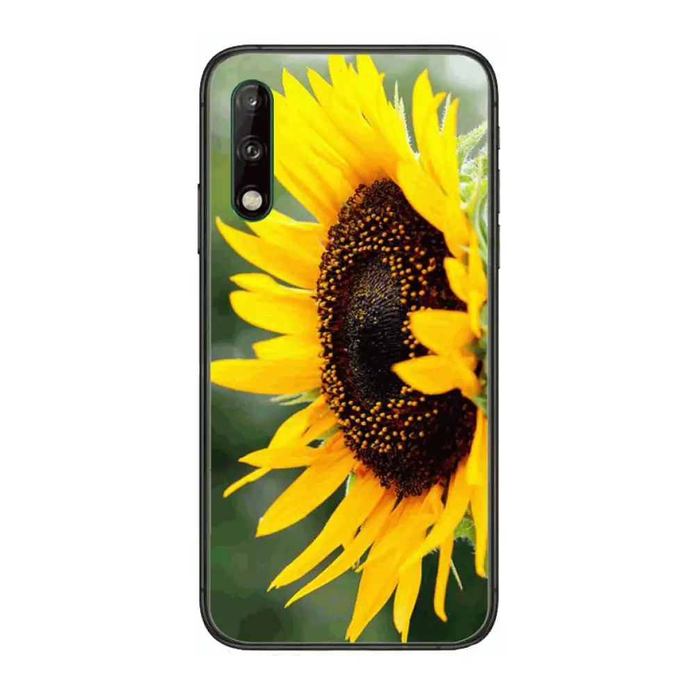 

Sunflower flower Clear Phone Case For Huawei Y 5 6 7 8 9 A P S Pro 2020 2019 Black Etui Coque Hoesjes Comic Fashion