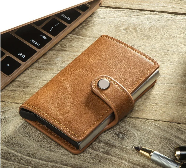 

Direct foreign trade RFID antimagnetic card bag automatic elastic card business card bag Pu metal aluminum case wallet