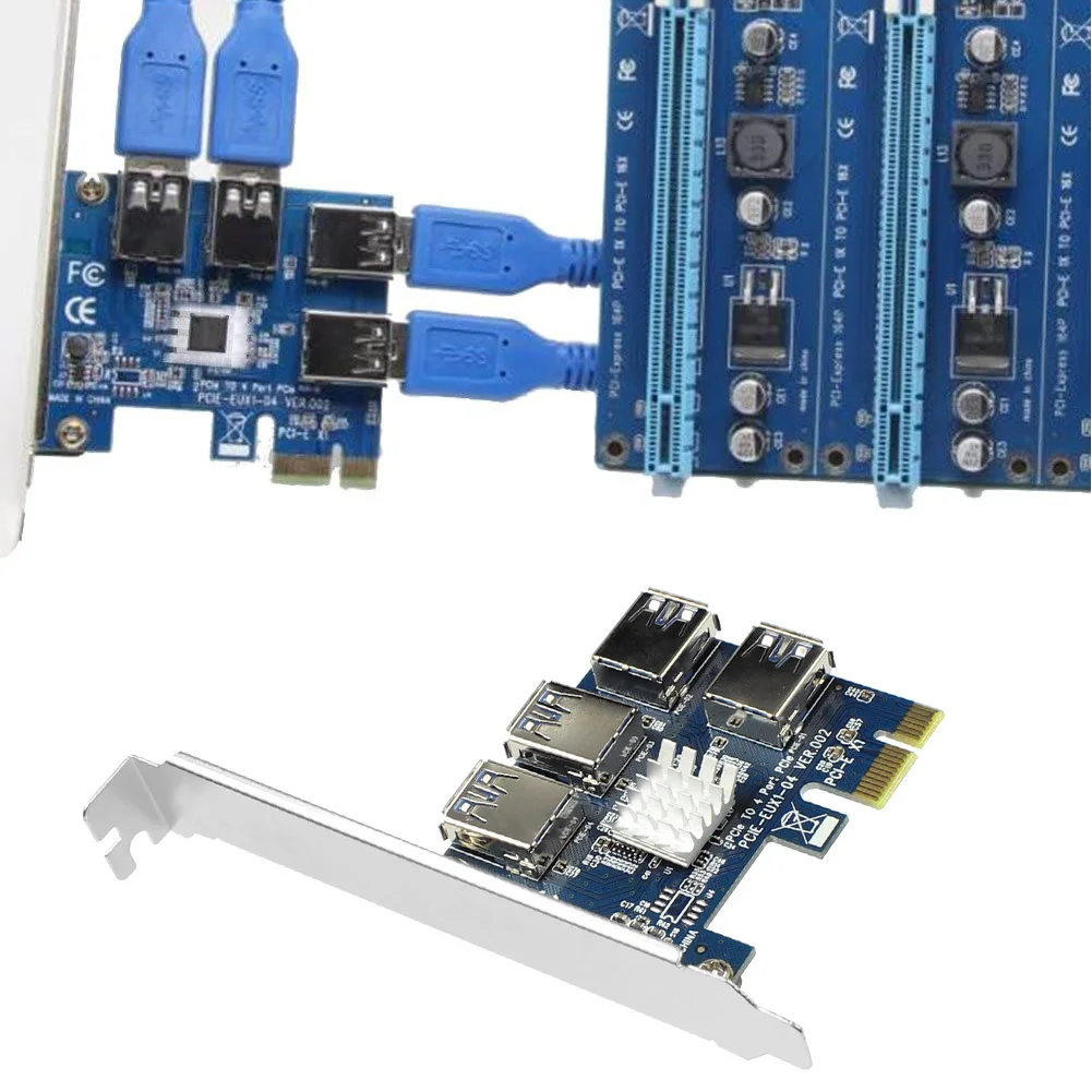 

High Quality USB 3.0 Adapter Multiplier Card PCIe 1 to 4 PCI-express 16X slots Riser Card Slots Riser Card For Bitcoin Miner