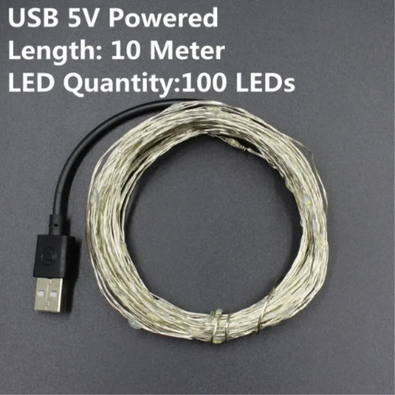 10 м 100 светодиодный s USB светильник с медной проволокой сказочный 50 праздничный
