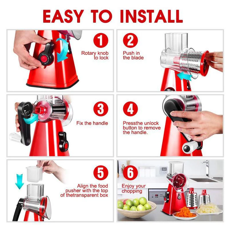 

3 In 1 Vegetable Cutter Slicer Grater Potato Carrot Cheese Shredder Food Processor Vegetable Chopper Spiralizer Kitchen Gadgets