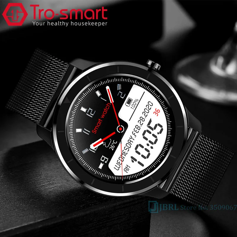 Мужские умные часы с круглым экраном HD фитнес трекер спортивные Смарт большим