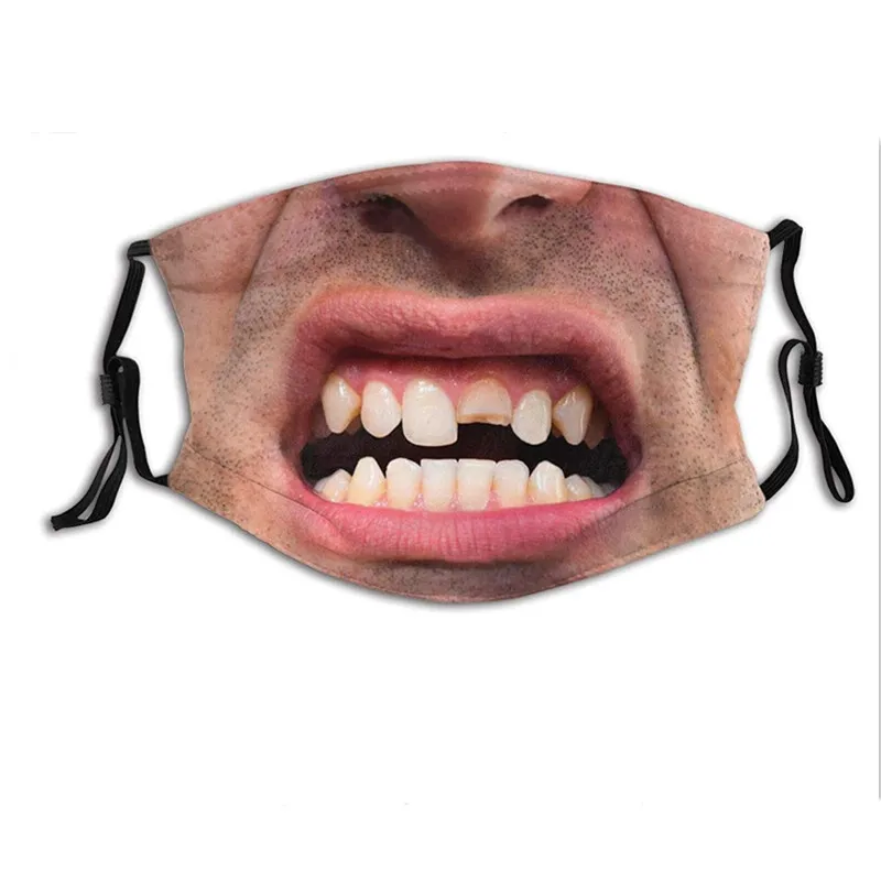 

Adult Halloween Face Mouth Masks Sunscreen Funny 3d Printed Washable Reusable Cloth Face Mask Adjustable Outdoor Mascarillas