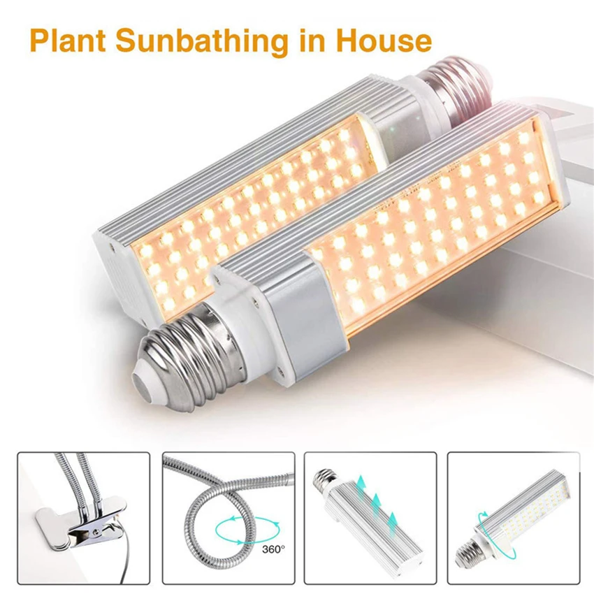 For Indoor Plants, 45w 88led/ 60w 120led Full Spectrum Grow Lamp, Dual Head Gooseneck Plant Light, 3 6 12h Timer