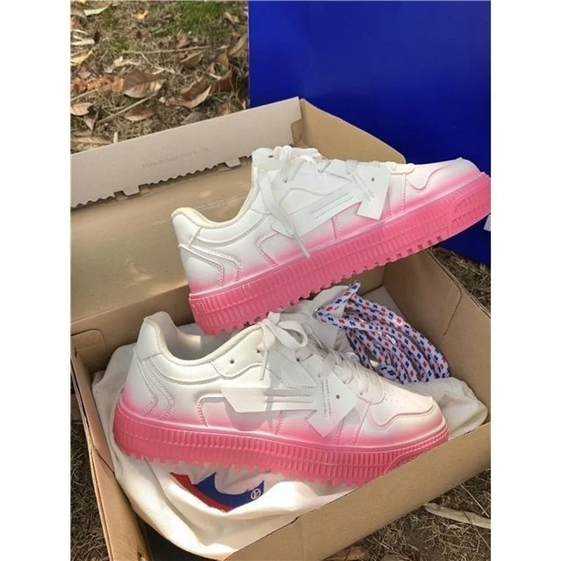 

QWEEK Pink White Sneakers 2021 Autumn Women Platform Flat Sports Vulcanize Casual Shoes Tennis Basket Canvas Designer Fashion