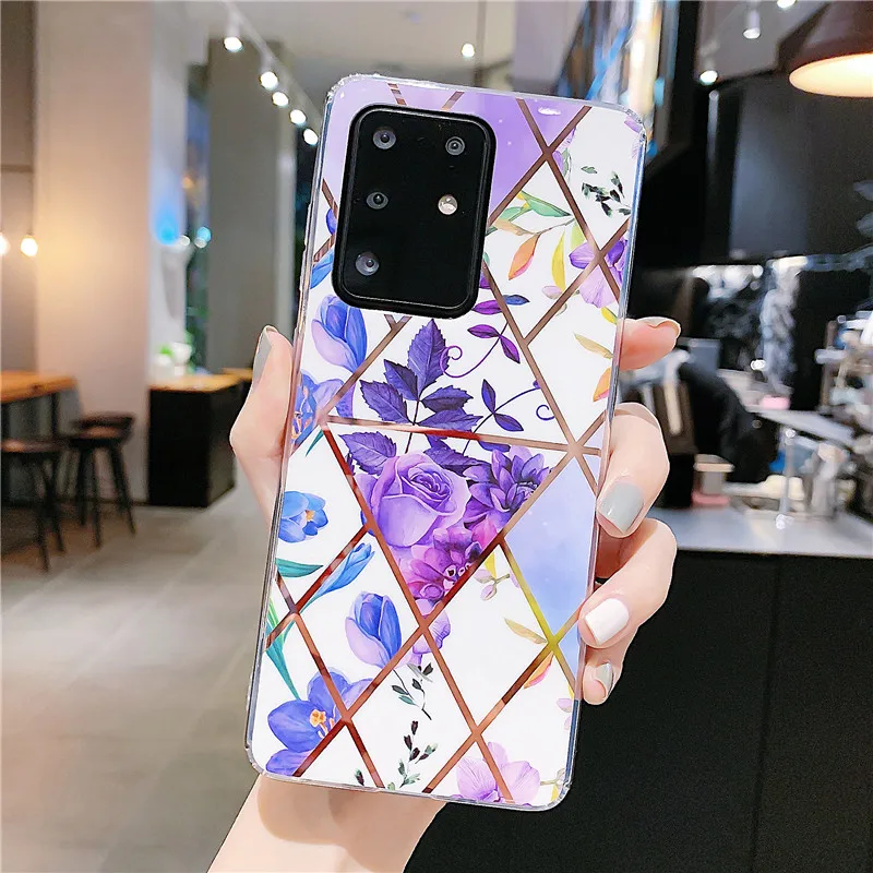 Роскошный глянцевый чехол для телефона с лазерным цветком Samsung Galaxy S20 Ultra S10 S9 S8 plus