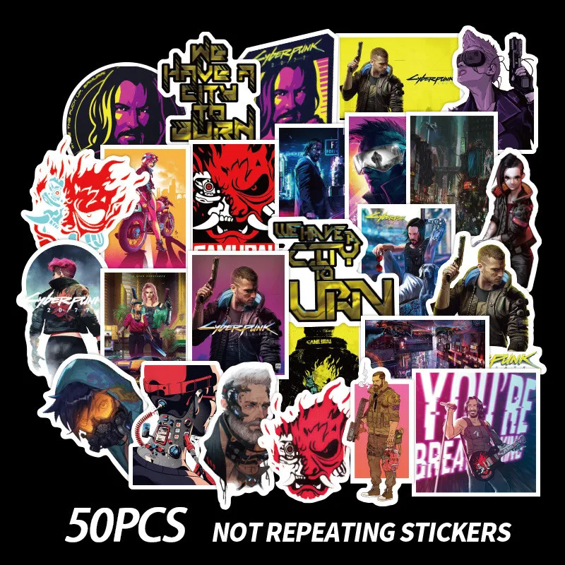 50 шт в наборе Лидер продаж наклейки из игры для лаптоп Чемодан ноутбук Cyberpunks