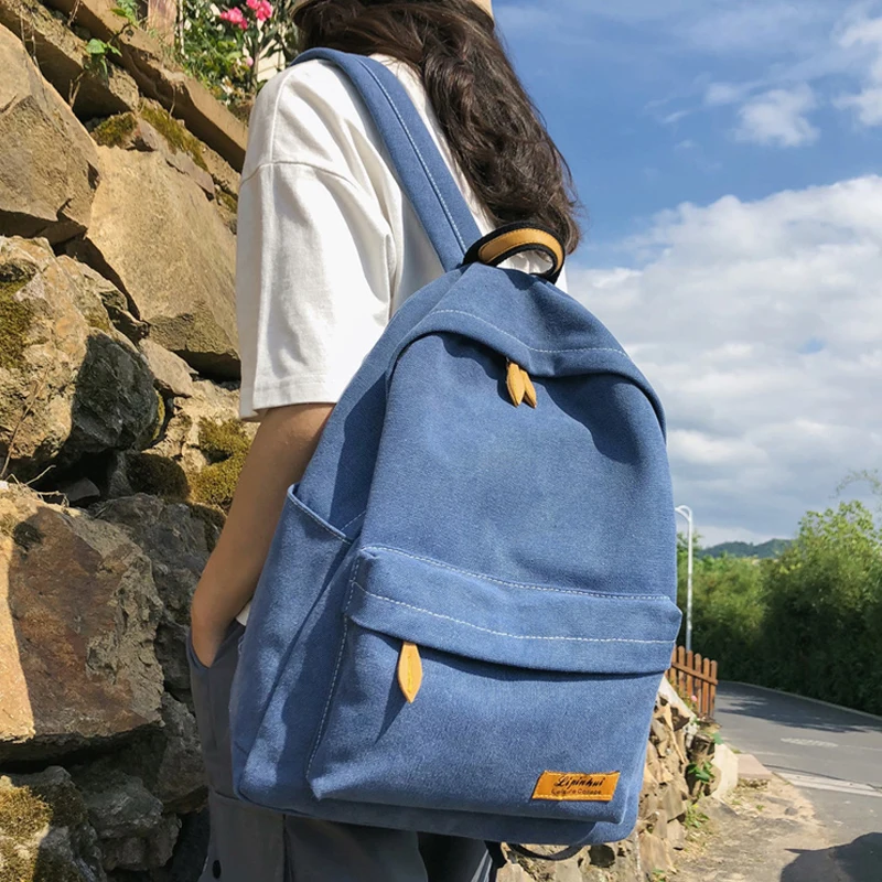 Модные холщовые женские школьные рюкзаки корейские винтажные сумки через плечо