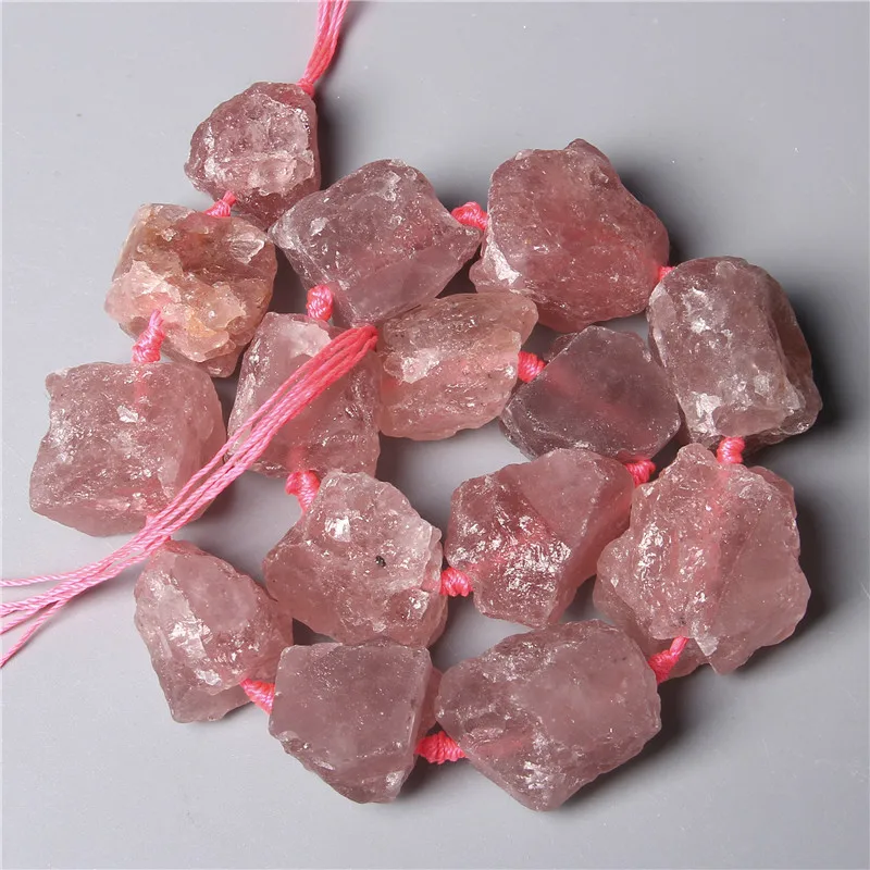 

2-3cm Natural Real Pink Strawberry Quartz Nugget Beads 7-8pcs Unpolished Loose Pink Minerals Crystal Gravel Bead Accessories Diy