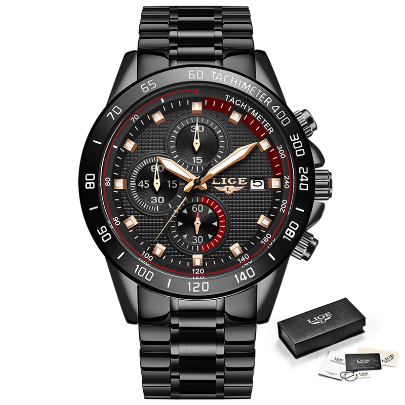 

Relogio Masculino 2019 LIGE Business Men Watch Luxury Brand Stainless Steel Wrist Watch Chronograph Army Military Quartz Watches