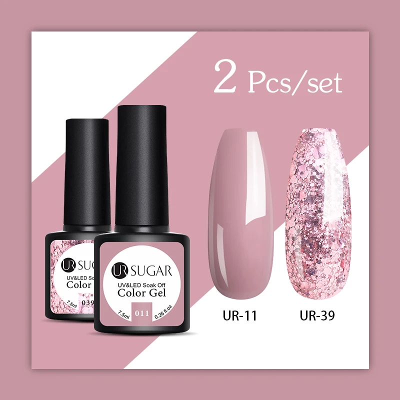 2 шт. набор гель лаков для ногтей с блестками|Гель ногтей| |