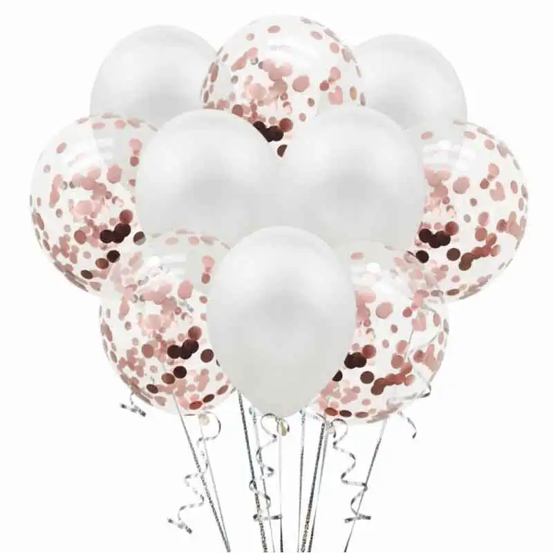 rose gold white 10 шт./компл. 12 дюймов многоцветный конфетти латексных воздушных шаров с Свадебные украшения шары Baby Shower День рождения Праздничный Декор - Цвет: rose gold white