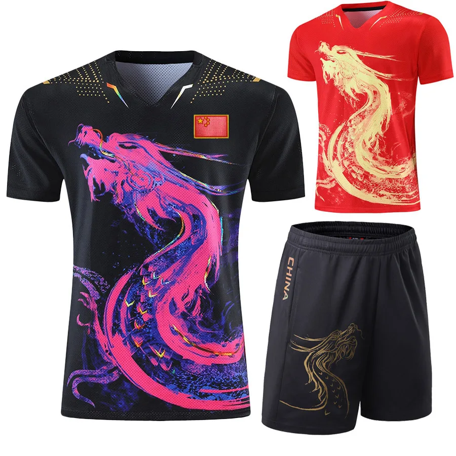 

Latest China Dragon table tennis suit Jerseys Men Women Child China ping pong suits Table tennis clothes table tennis t Shirts