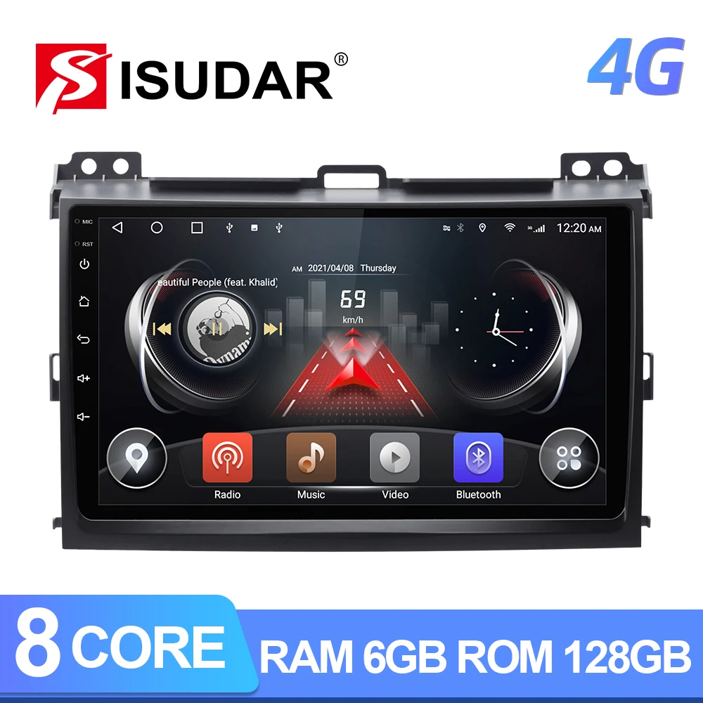 Автомобильный радиоприемник ISUDAR T72 QLED Android 10 для TOYOTA/Prado J120 2004 2009 GPS навигация