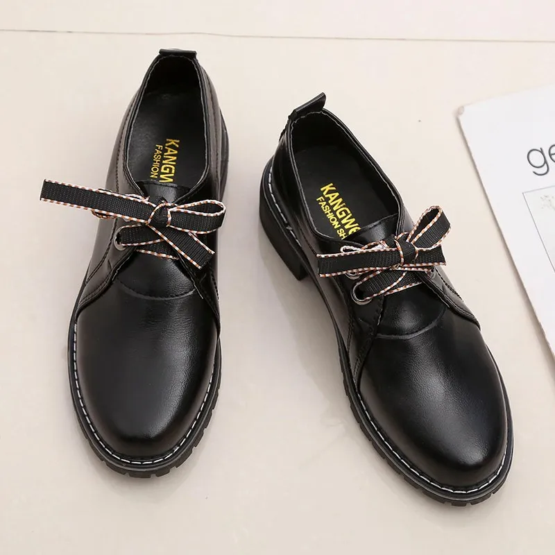 2020 из кожи на шнуровке Туфли оксфорды Женская обувь Женские лоферы плоской