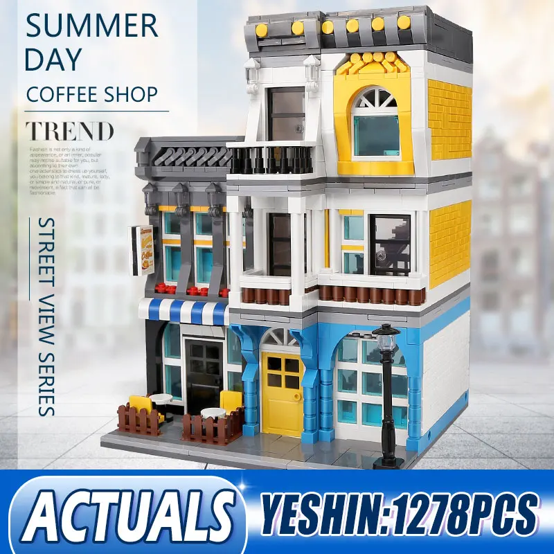 Конструктор Yeshin 0934 MOC эксперт по созданию городская улица летняя кафе