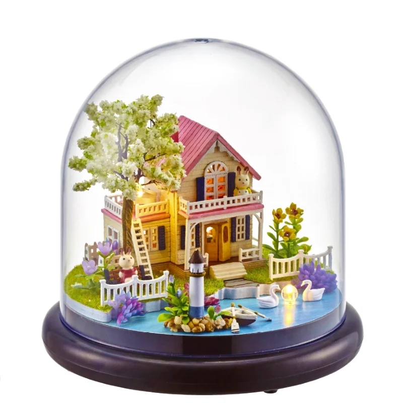 

Миниатюрный Кукольный домик «Весна цветов», деревянная миниатюрная мебель ручной работы, «сделай сам», стеклянный шар, кукольный домик, игр...