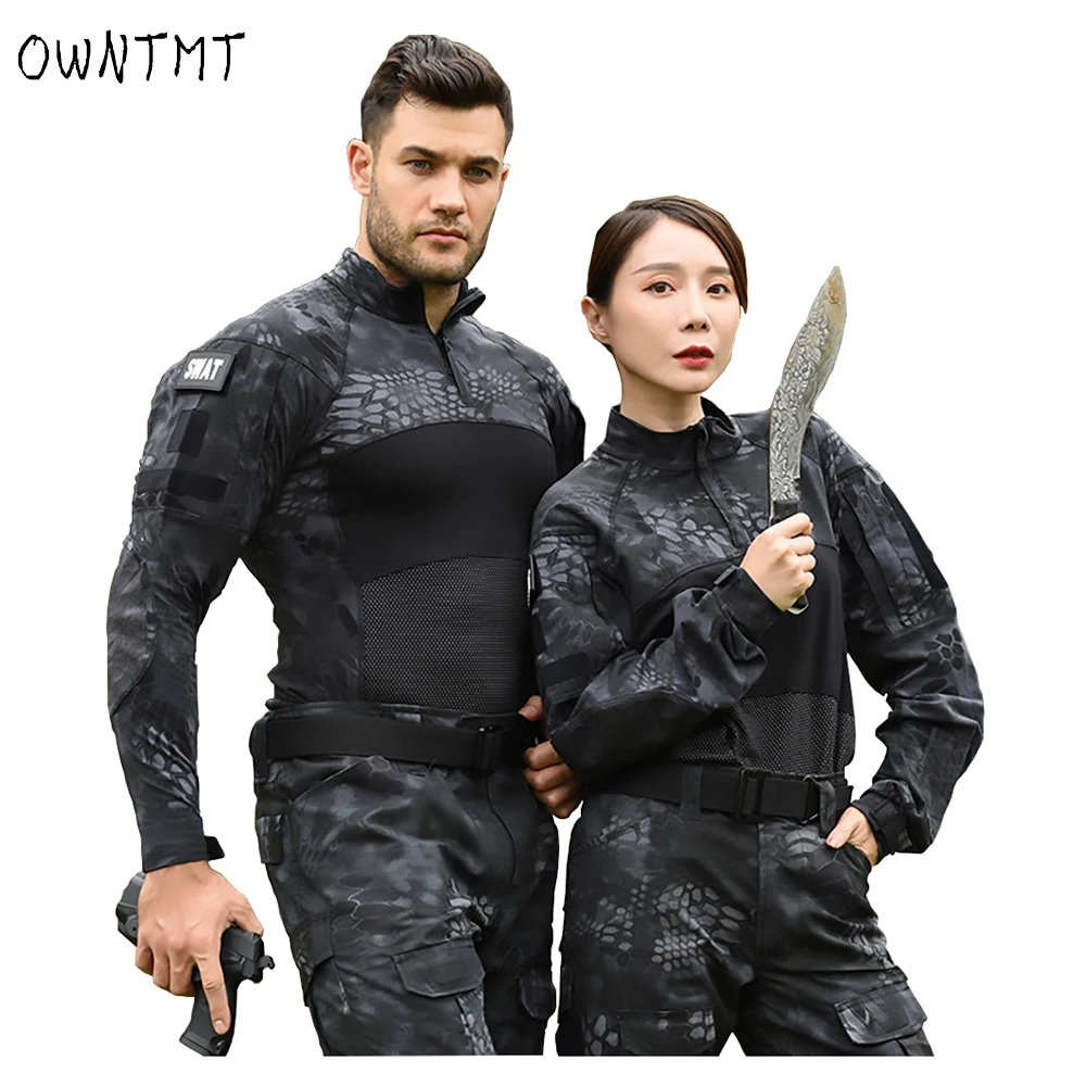 Мужские Военные Тактические Футболка Тренажерный зал в камуфляжном армейском