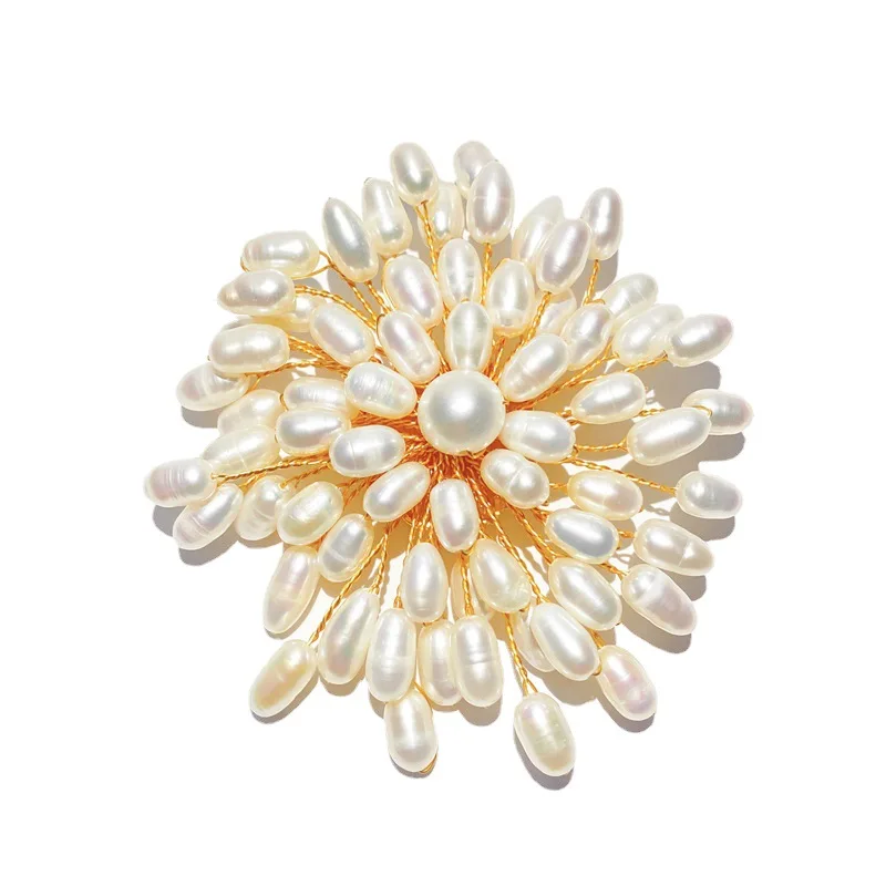 

Natural Freshwater Pearl Brooch Pin By Handmade 2022 New Fashion Wedding Bridal Corsage Jewelry Luxury Bouttoniere Accessories