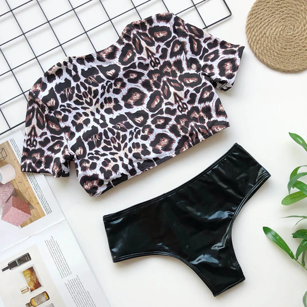 Женское пикантное бикини maillot de bain комплект с животным леопардовым принтом