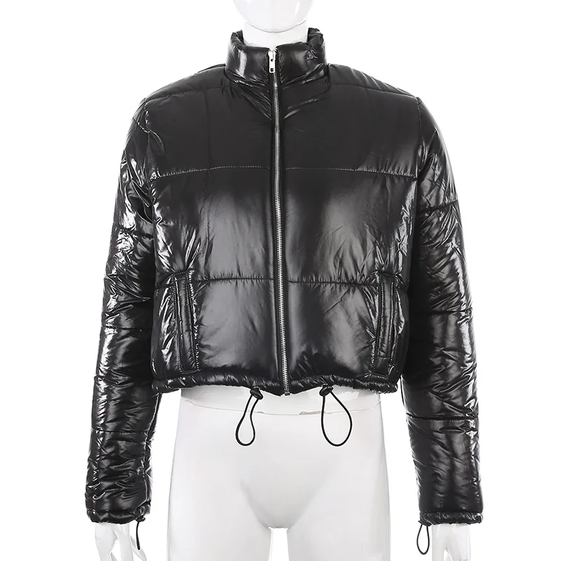 

2021 Fashion Padded Winter Puffer Jacket Women Warm Long Sleeve Bubble Coat Thick Black White Casual Parkas Korean Zipper Autumn