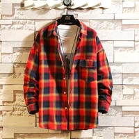 mens casual button up shirts for 2021 spring fashion trends clothing teens non iron plaid blouses japanese oversized streetwear