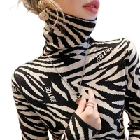 leopard knit sweater female turtleneck pullovers sweater women tops loose retro female clothes ladies sweater winter pull femme