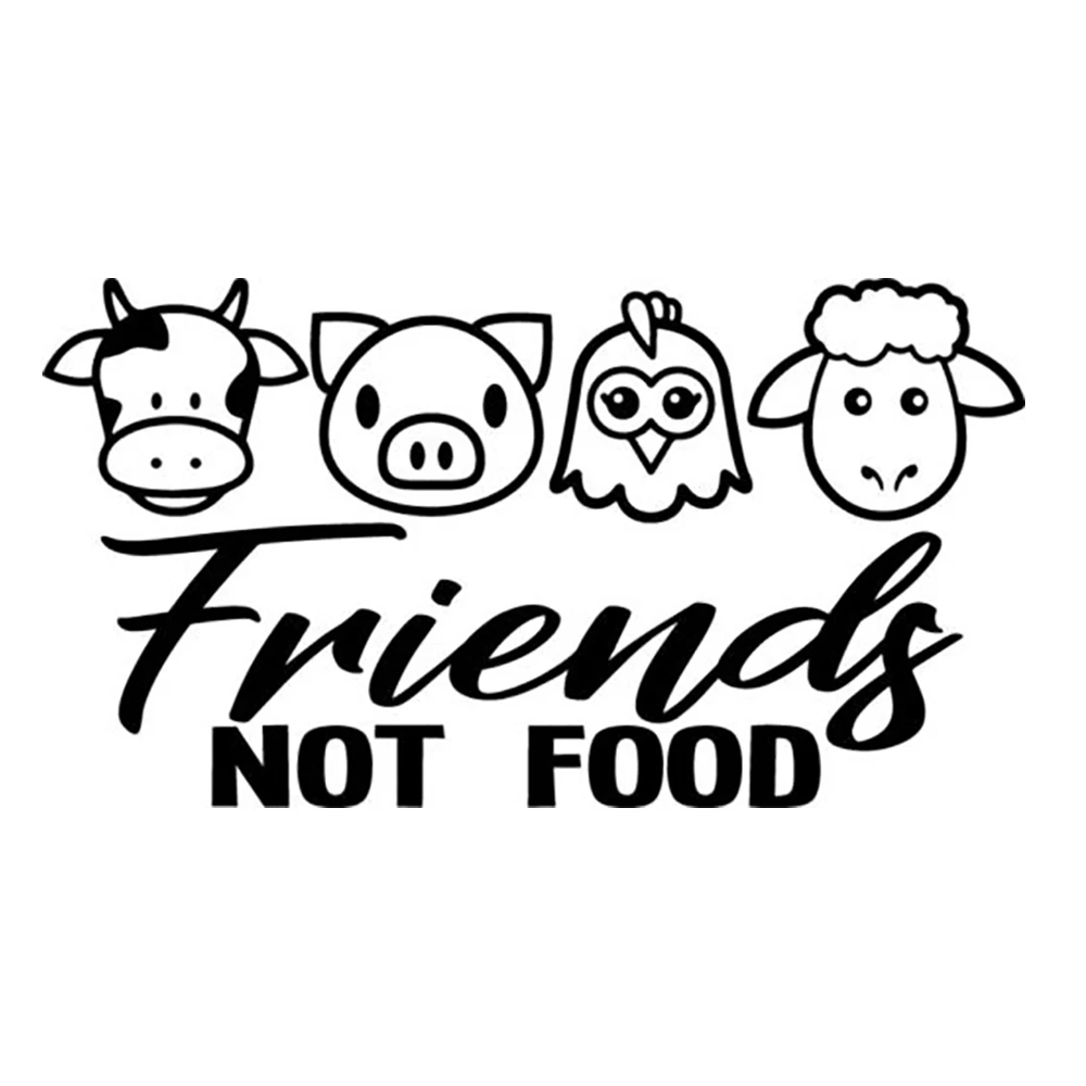 

15*8.3cm Vegan Friends Not Food Car Stickers Cow Chicken Pig Meat Car Accessories Window Bumper Vinyl Car Wrap Stickers
