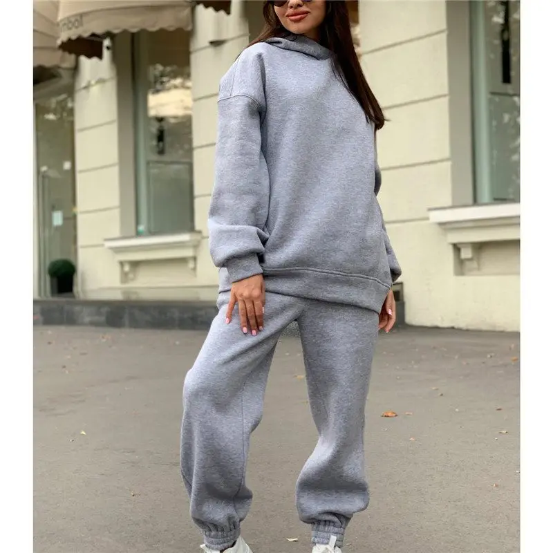 

2PCS Women Tracksuit Set Hooded Hoodie Top Pants Gym Sport Casual Loungewear Set