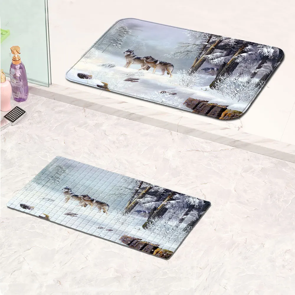 

Animal Wolf Pattern Non-slip Carpet Bath Mat Floor Mat Foot Mat PVC Non-slip Mat