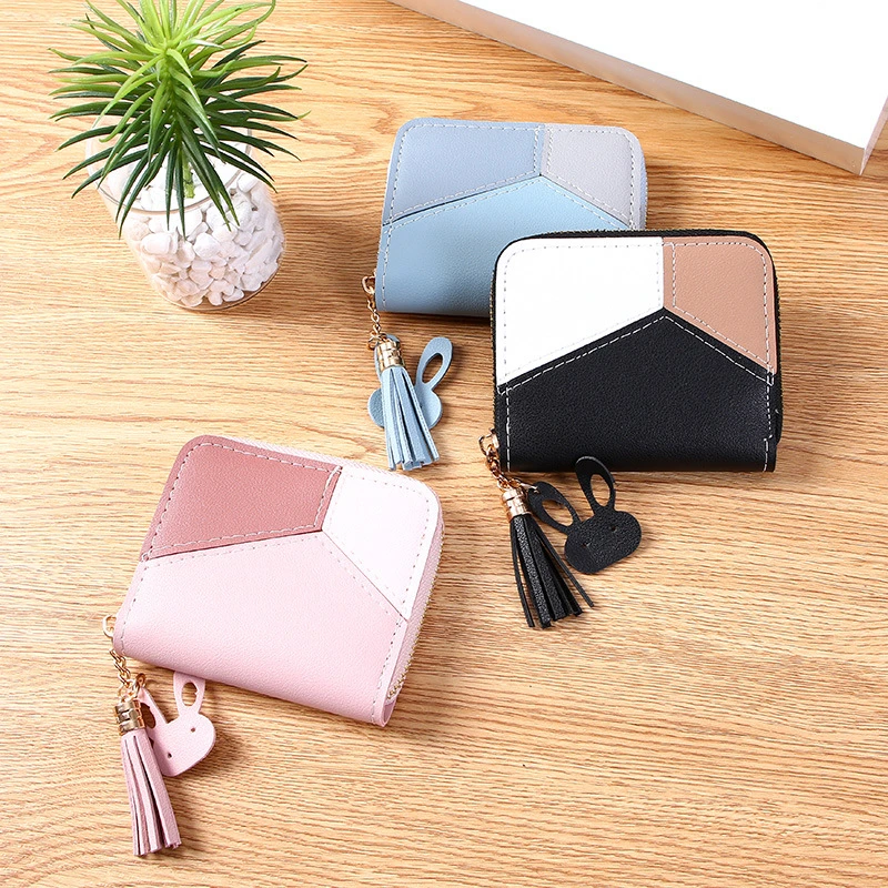 Женский кошелек короткий лоскутный Повседневный цветной контрастный Кошелек