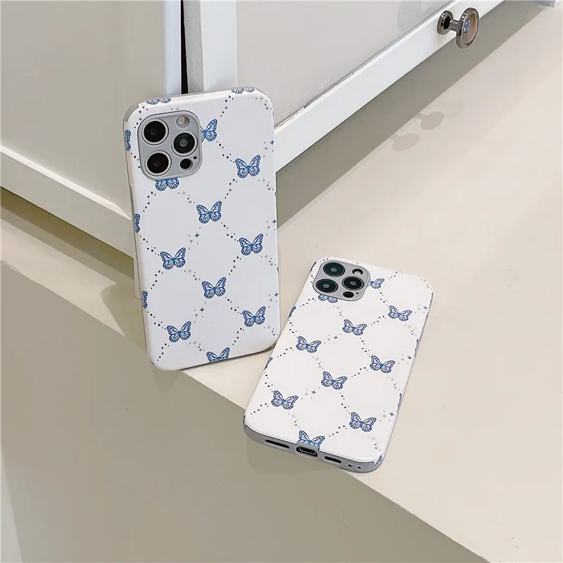 

Cute leather Butterfly phone case for iphone 11 Pro Max XR XS MAX case silicone for iphone 7 8 Plus 12 pro max cover Christmas
