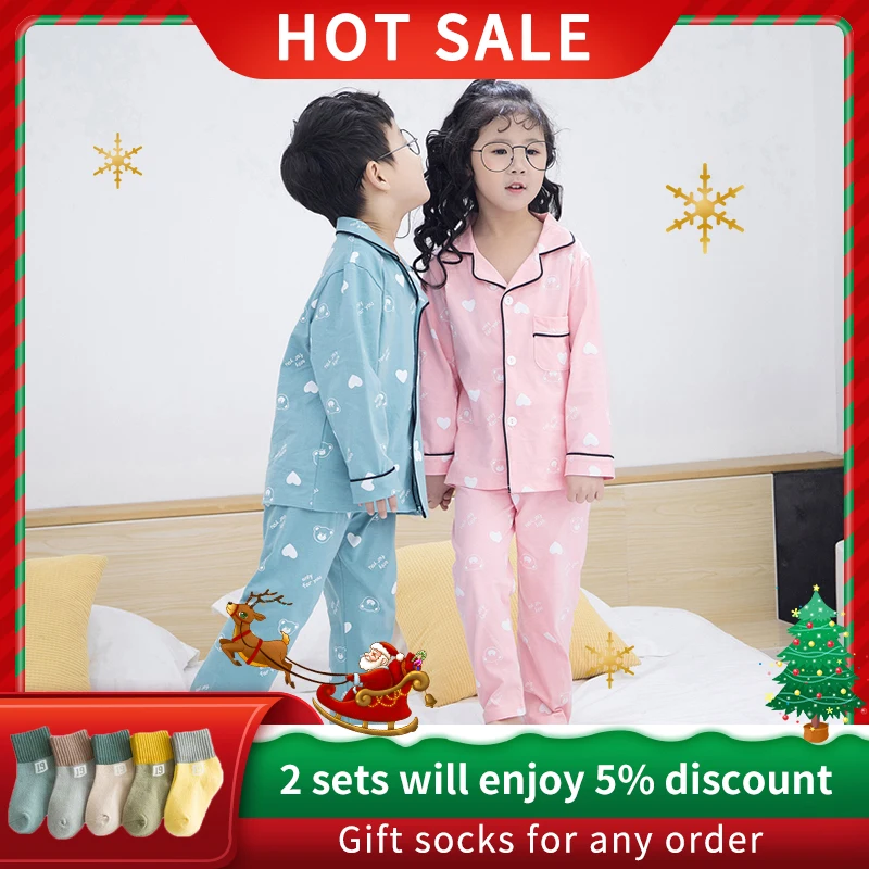 Пижама детская длинная из 100% хлопка комплект 2 предметов с принтом