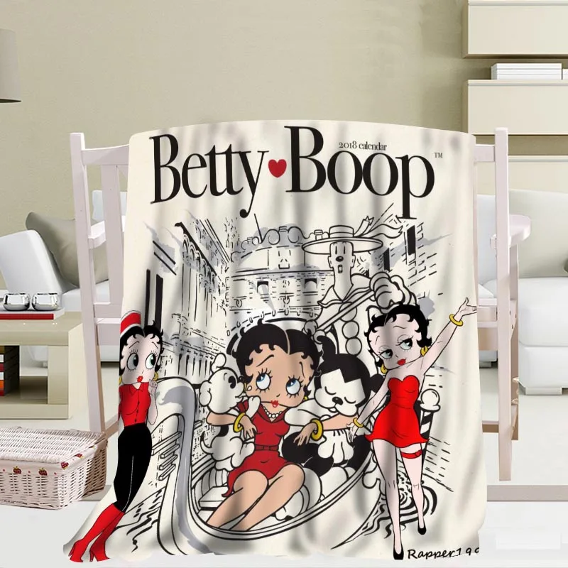 Offerte Personalizzato Betty Boop Coperta Tessuto Di Flanella 56x80 Pollici 50X60inch 40X50inch Divano Letto Tiro Coperta Bambino Adulto Coperta Calda