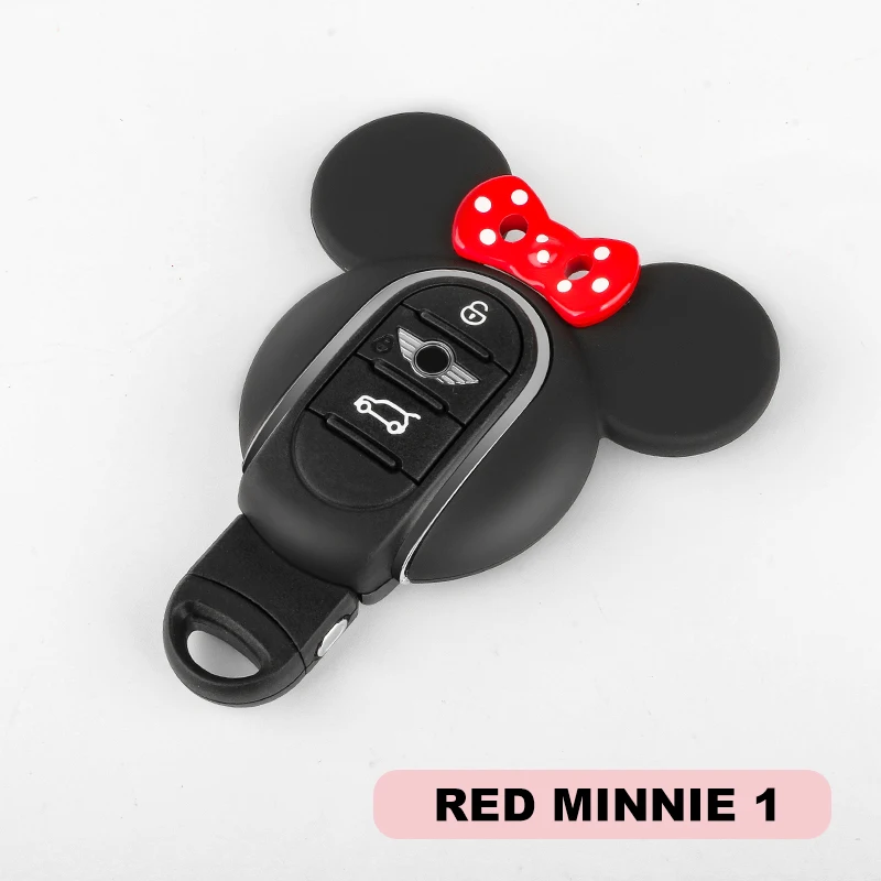 Для Mini Cooper F54 F55 F56 F57 F60 Clubman Countryman One S JCW чехол для ключей в виде мышки, бантик-ушки, милый чехол для ключей в автомобиле, защитные аксессуары - Название цвета: Red bow
