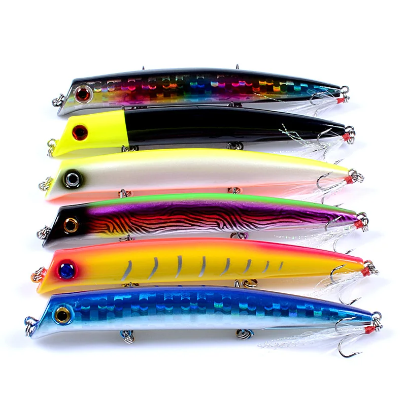 

1 шт 6 # перьевой крючок искусственная приманка Pesca Peche рыболовные снасти 12,8 см 15,4 г Топ воды Поппер воблер для рыбалки Crankbait