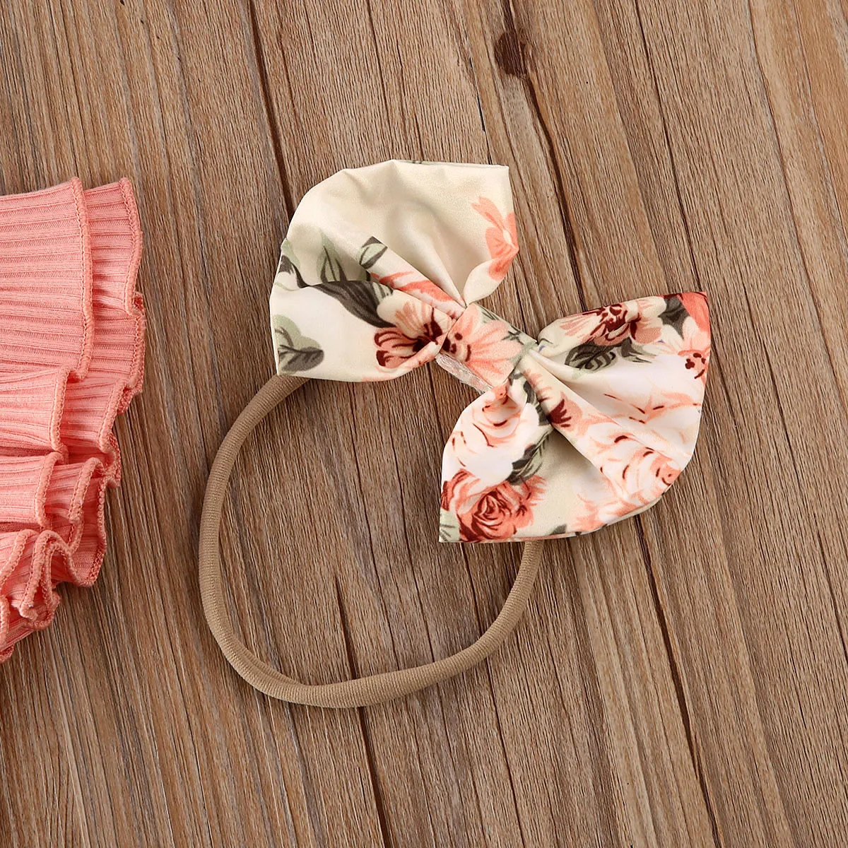 

2020 Hot 0-24M Baby Summer Clothing Newborn Baby Girl Ruffled Ribbed Bodysuit Floral Shorts Headband 3Pcs Sets Infant Outfits