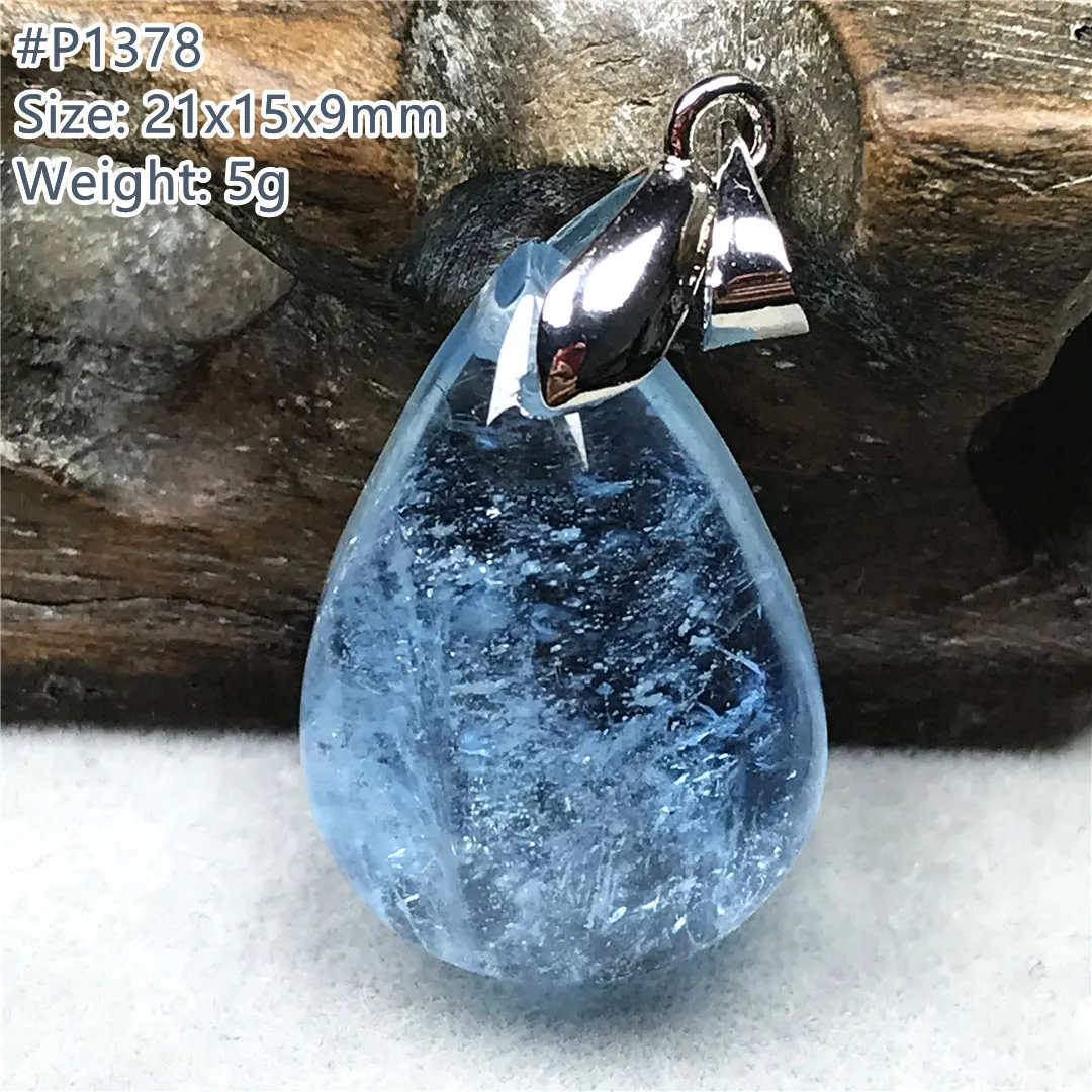 

Natural Ocean Blue Aquamarine Pendant For Woman Lady Man Healing Love Gift Crystal Stone Water Drop Beads Silver Jewelry AAAAA
