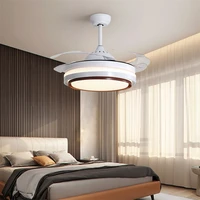 ourfeng modern fan with light for ceiling invisible blade with remote 3 colors led for home dining room bedroom