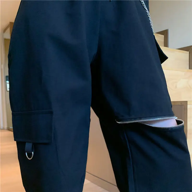 

MAGOGO Women Punk Long Pants High-Waist Thin Hip-Hop Style Harem Trousers With Feet Overalls Casual Pants Trousers