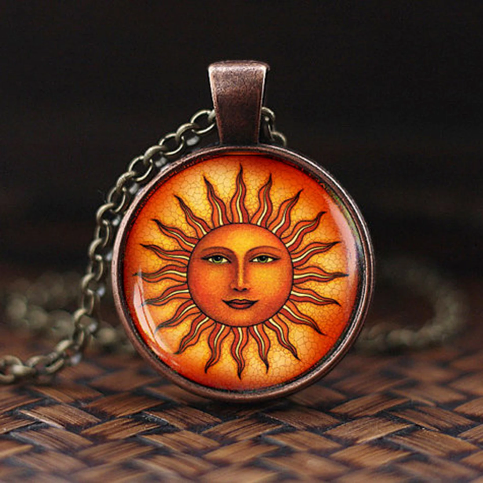 

Sacred Geometry Pendant Necklace Tree Milky Way Galaxy Nebula Space Sun God Yinyang Taichi Glass Cabochon Necklaces