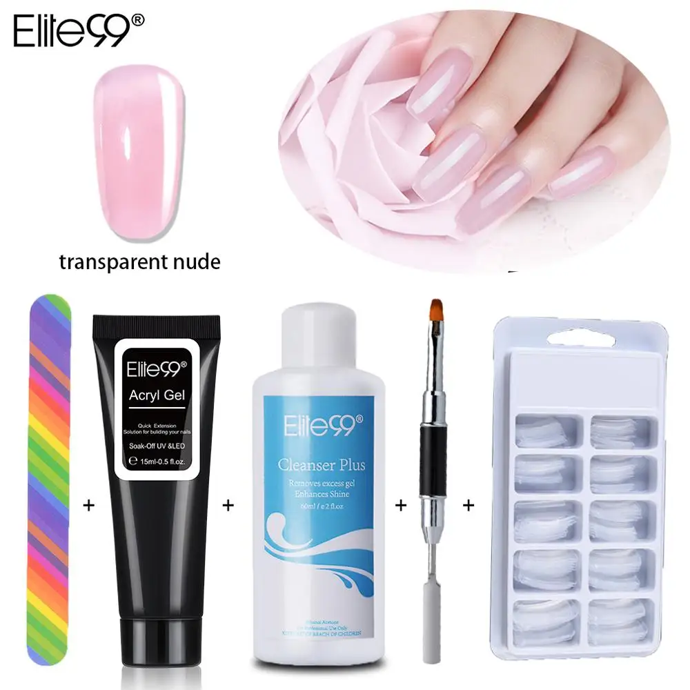 002 Transparent Nude Elite99 полигель набор 6 цветов строитель поли гель быстро сухой дизайн ногтей наращивание ногтей натуральный желе акриловый гель набор для маникюра - Цвет: 002 Transparent Nude
