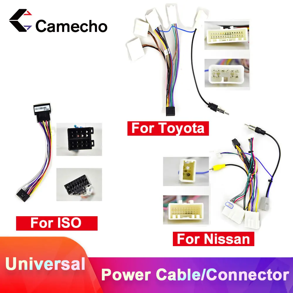 Camecho Android 2Din автомобильный мультимедийный MP5 плеер ISO кабель питания адаптер