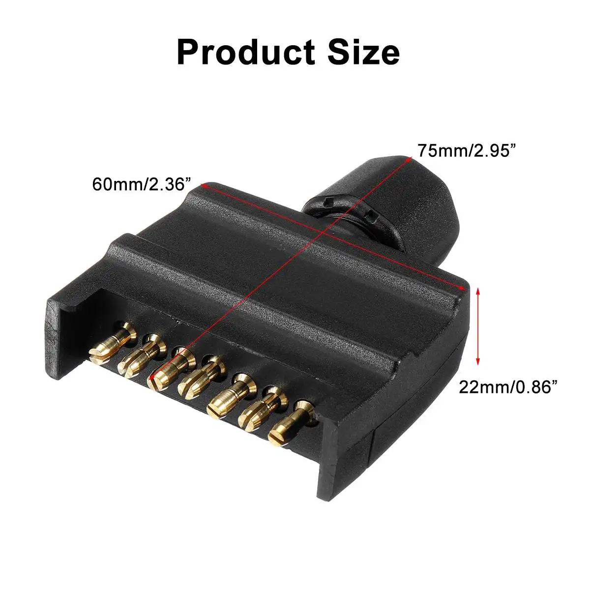 

2x 7 Pin male Trailer Connector Adaptor Flat Trailer Plug Cord 12V Durable Waterproof Truck Car Accessories (AU Plug)