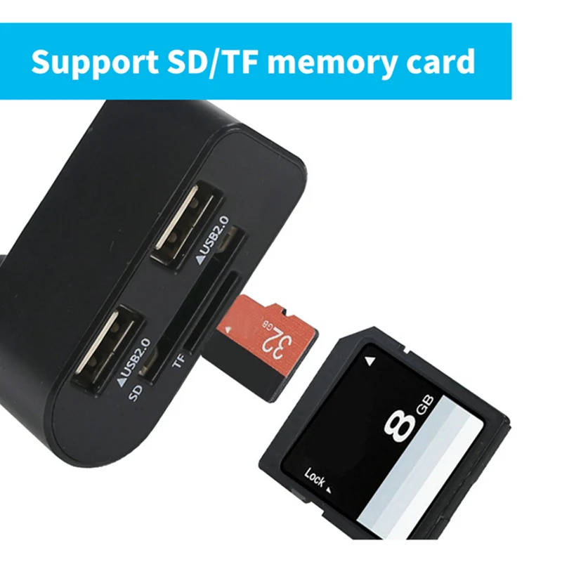 

Usb 2.0 Hubs 2 Port USB Power Interface with TF SD Card Reader for NotebookComputer Laptop Accessories USB Hub