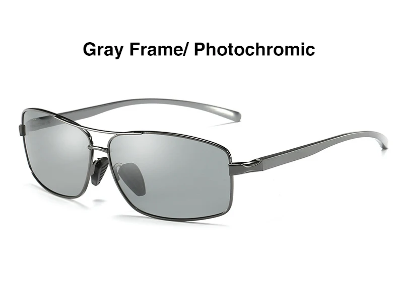Grey Photochromic AORON фотохромные поляризованные мужские солнцезащитные очки классические прямоугольные солнцезащитные очки UV400 алюминиевые магниевые солнцезащитные очки - Цвет линз: Grey Photochromic