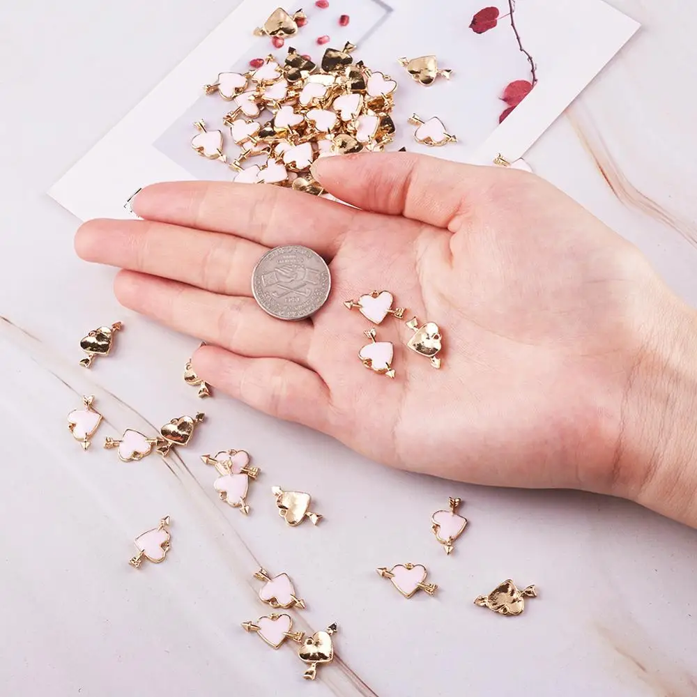 100 шт. сплав эмаль подвески стрелы с сердцем светильник светло-золотой мистироза