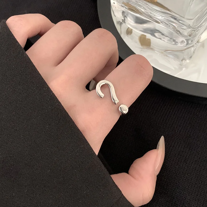 

Simple temperament question mark ring female cold wind European and American opening adjustable personality new trendy ring